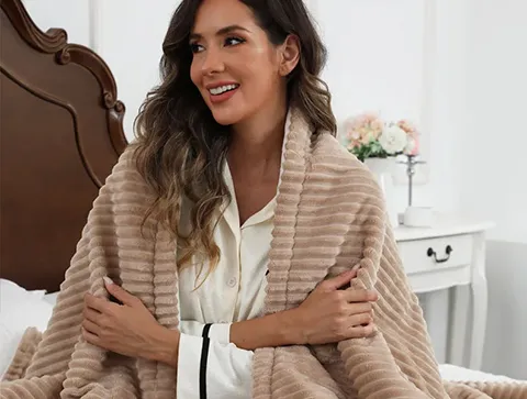 Cobertor elétrico de flanela com nervuras